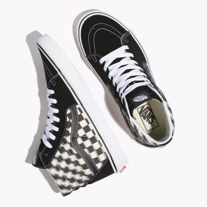 Vans Erkek Spor Ayakkabı Blur Check Sk8-Hi Siyah/Beyaz | 92208-309